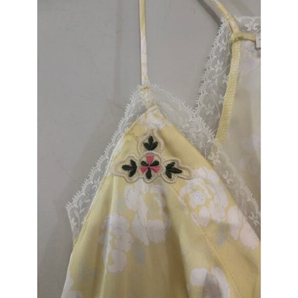 Free People Intimately Cami Tank Lace Satin Lemon Custard Floral Small - Picture 6 of 8